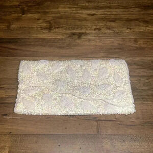 💥Vintage Hong Kong ADG beaded & sequins cream off white Clutch Purse bag